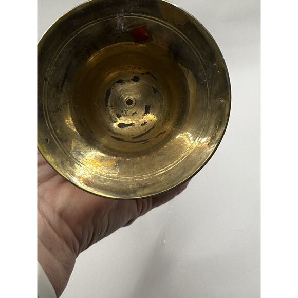 Vintage Brass‎ Fluted Pedestal Bud Vase India 11” Tall Beautiful Patina - Picture 9 of 10